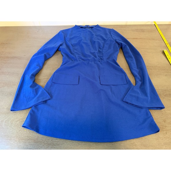 Unbranded Dresses & Skirts - Unbranded Cobalt Blue Mock Neck Bell Sleeve Mini Dress Size M Retro Style